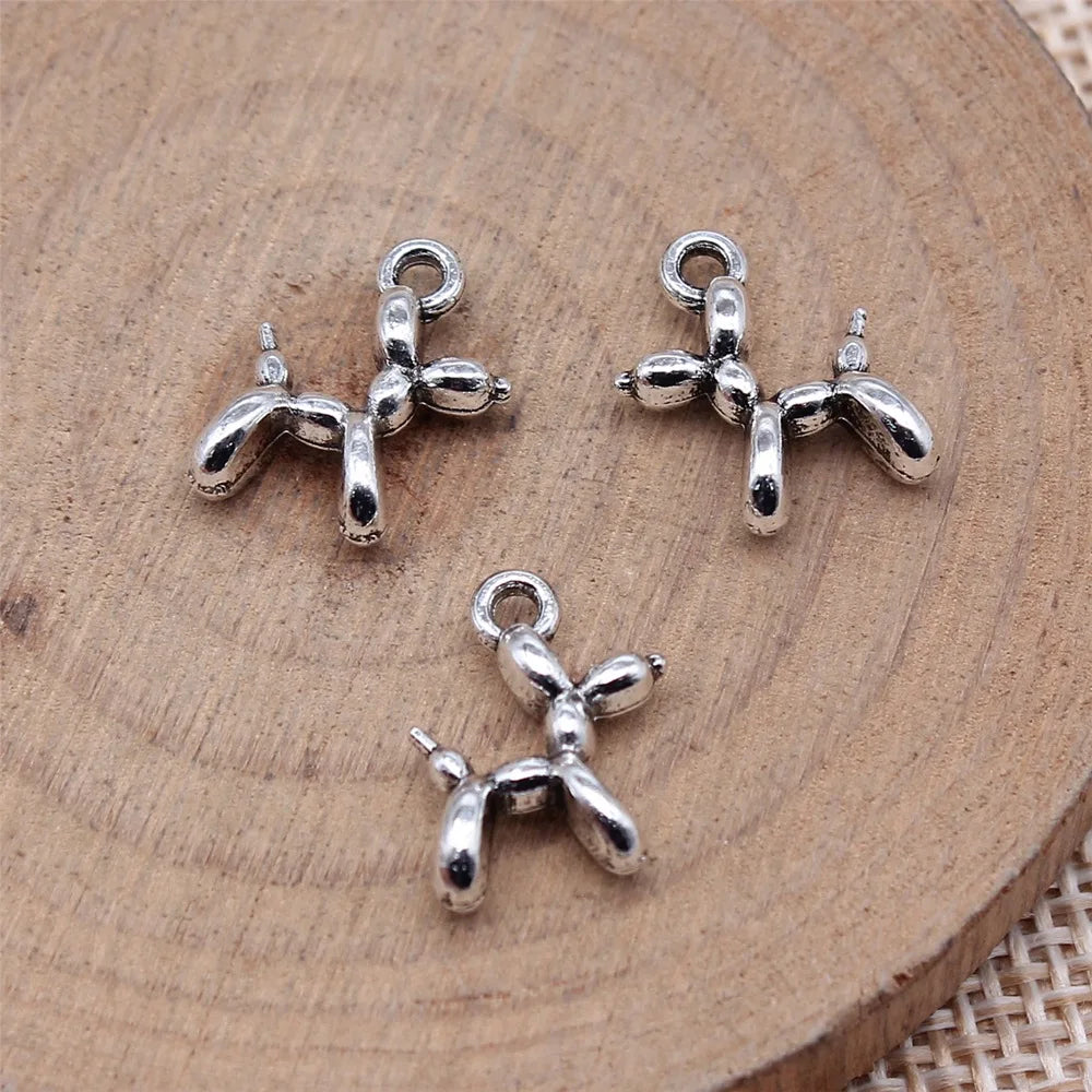 10x14mm 0.8g Antique Silver Tone Zinc Alloy Balloon Dog Charm Pendant for DIY Necklace Bracelet
