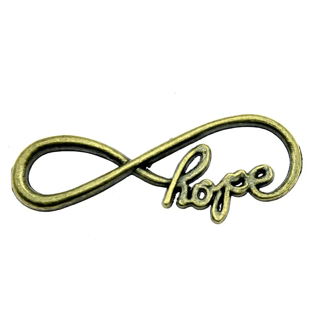 39x15mm 1.9g Zinc Alloy Hope Infinity Symbol Letter Connector Charm for DIY Bracelet Necklace Jewelry