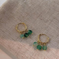 Forest Style Handmade Copper Jasper Moss Agate Round Geometric Stud Earrings For Women