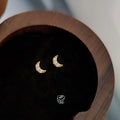 Minimalist Copper Crescent Moon Stud Earrings With Micro Pave Zircon, Versatile Geometric Jewelry