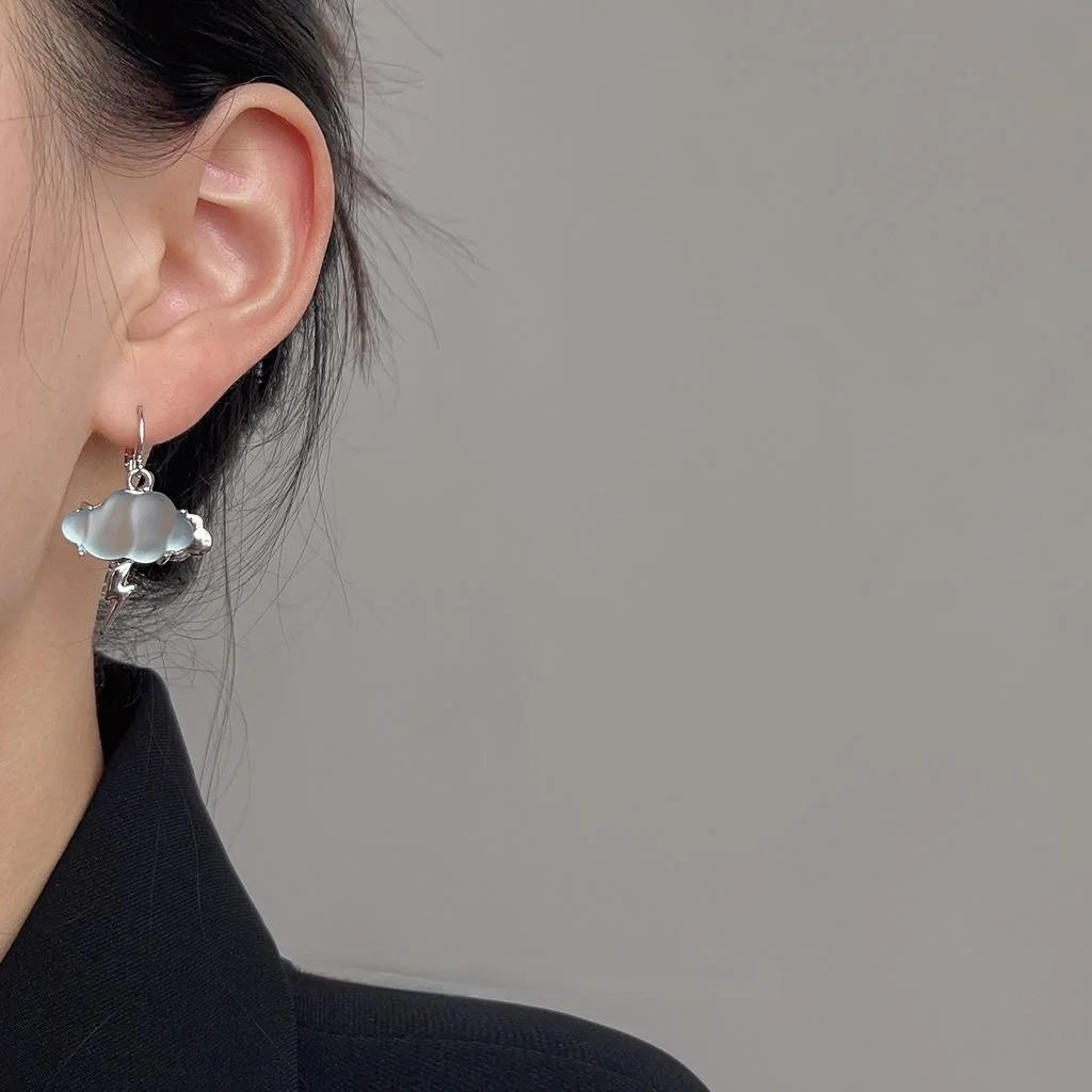 Copper Asymmetric Cloud Drop Earrings Sweet Cool Geometric Fashion Jewelry