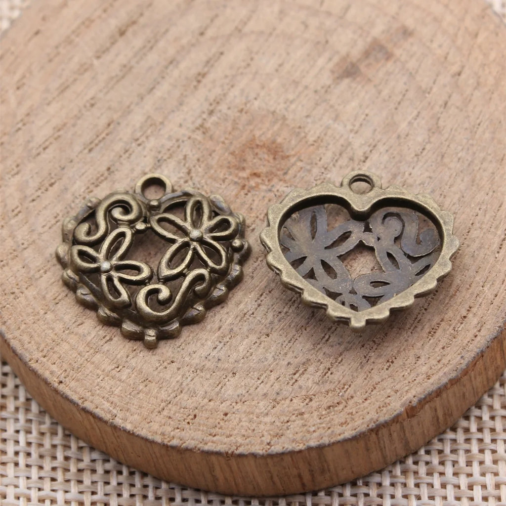 20x20mm 1.45g Multicolor Zinc Alloy Flower Heart Charm Pendant for Necklace Bracelet Jewelry Making