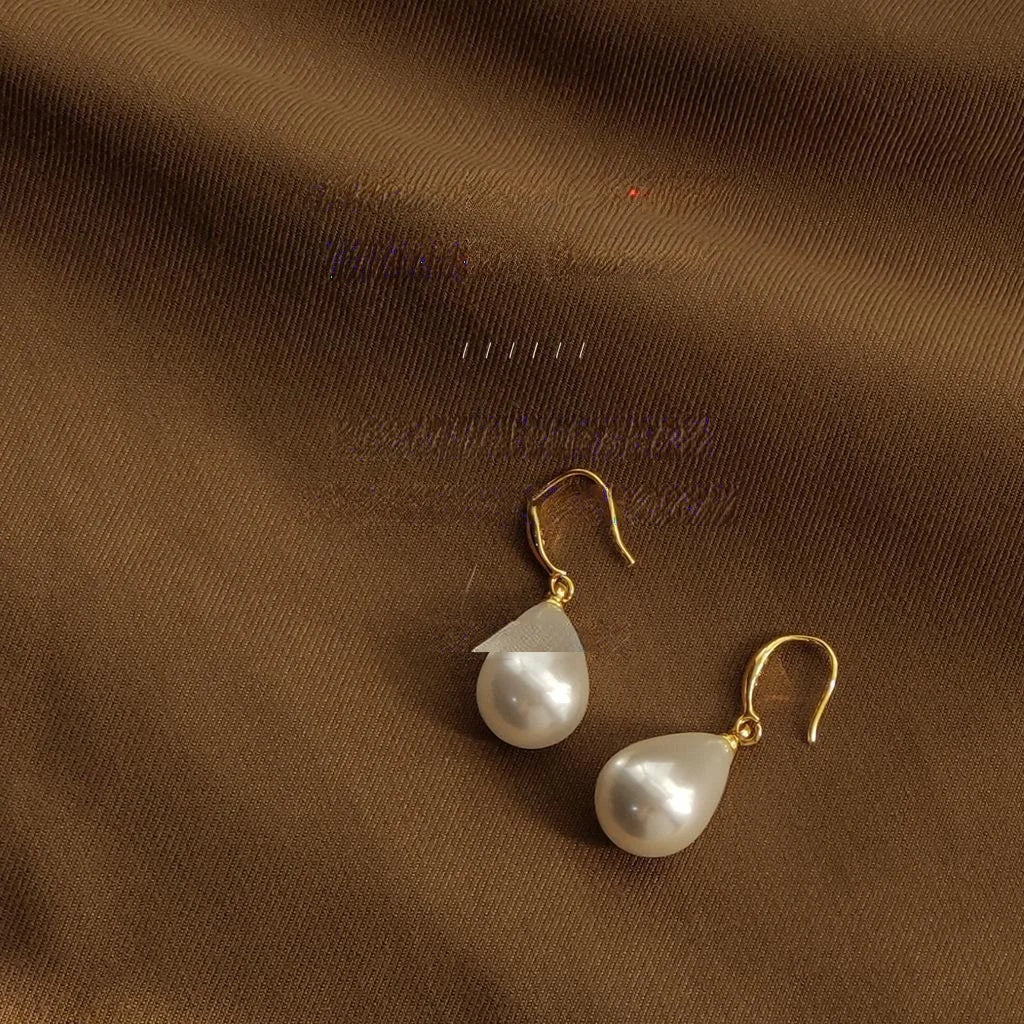 Sweet Korean Japanese Style Pearl Teardrop Drop Earrings High Gloss Resin Minimalist Jewelry