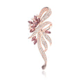 Elegant Rose Gold Alloy Bow Flower Brooch With Rhinestone Crystal, Luxury Lapel Pin Suit Accessory Gift