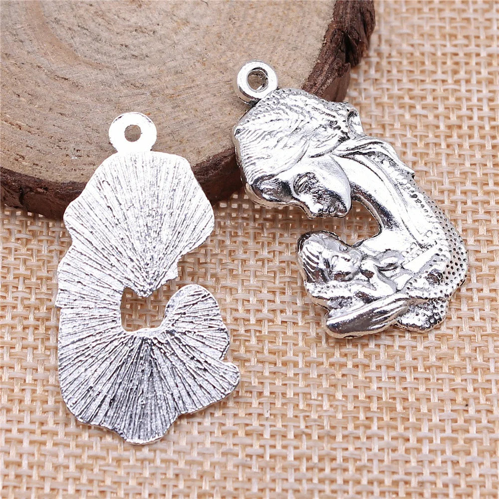 37x20mm 5.1g Antique Silver Zinc Alloy Angel Mother Holding Baby Charm Pendant for DIY Jewelry
