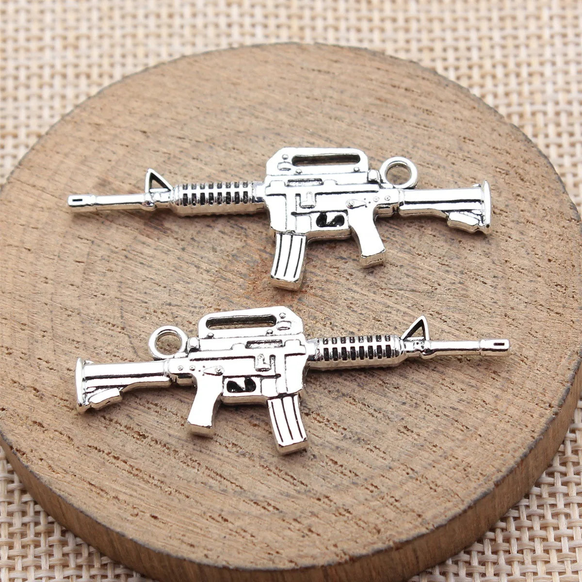 45x16mm 3.3g Multicolor Zinc Alloy Machine Gun Charm Pendant for DIY Necklace and Keychain Making