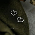 Minimalist Copper Open Heart Stud Earrings For Women Tiny Line Commuter Jewelry