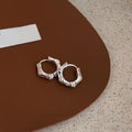 New Chinese Style Bamboo Joint Copper Stud Earrings Minimalist Smooth Hoop Commuter Jewelry