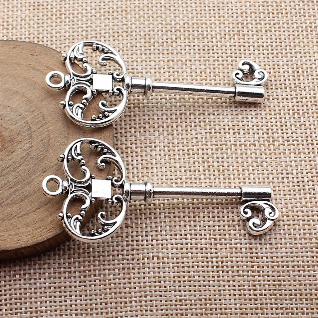 65x29mm 8.3g Antique Silver Zinc Alloy Key Charm Pendant for DIY Necklace Bracelet Jewelry Making