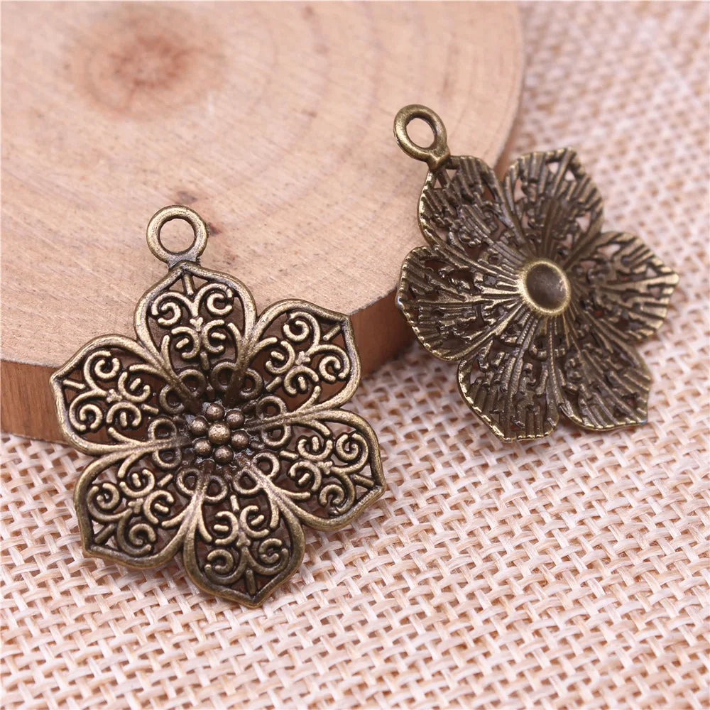 31x27mm 2.2g Multi Color Zinc Alloy Flower Charm Pendant for DIY Necklace Bracelet Jewelry Making