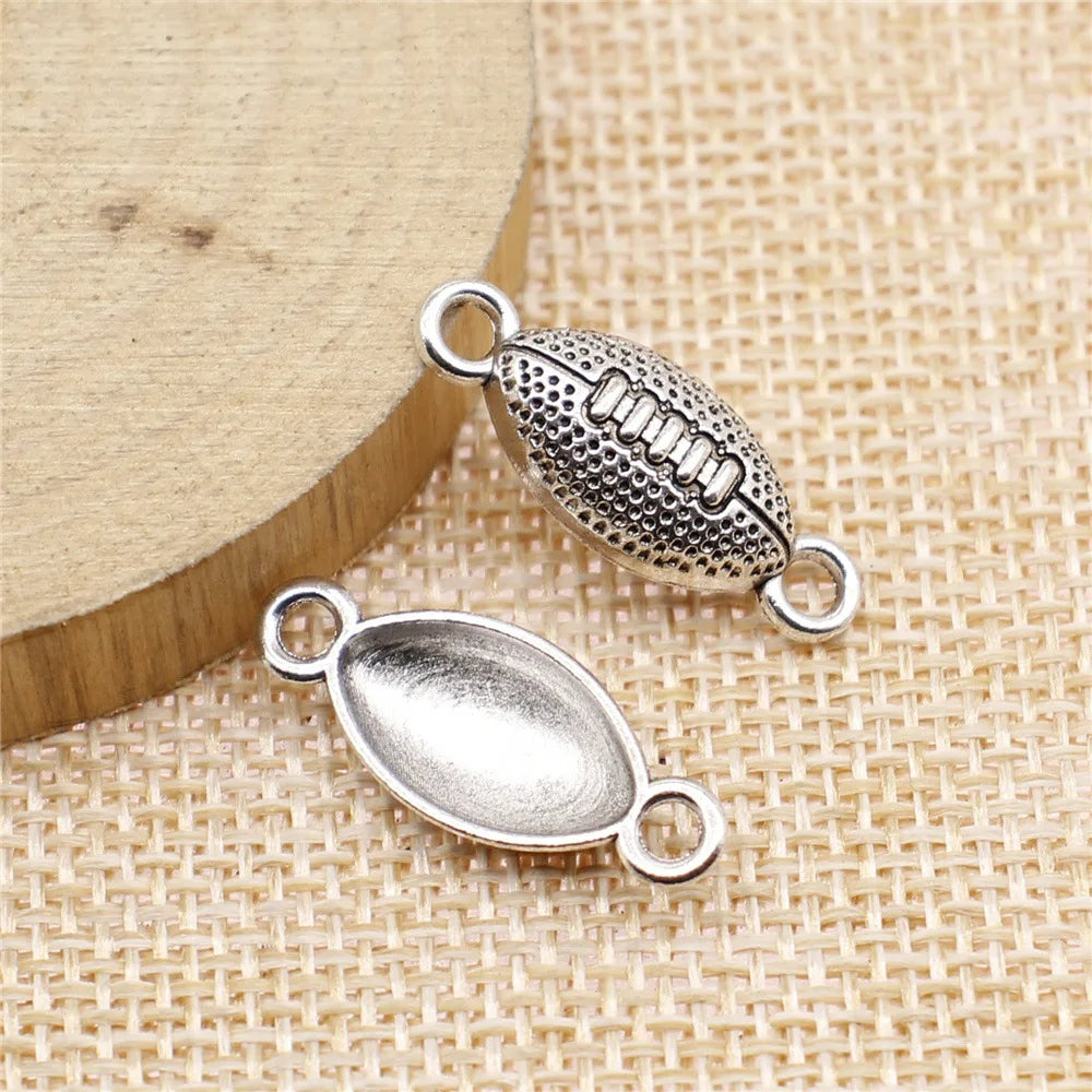 10x25mm 1.3g Antique Silver Zinc Alloy Football Connector Charm for DIY Bracelet Necklace Making
