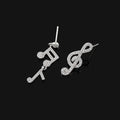 Luxury Elegant Asymmetric Music Note Zircon Stud & Clip On No Piercing Treble Clef Drop Earrings