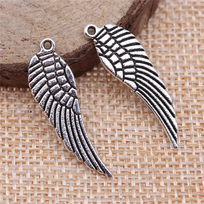 31x9mm 1.3g Multicolor Zinc Alloy Wing Charm Pendant for DIY Angel Theme Necklace Bracelet