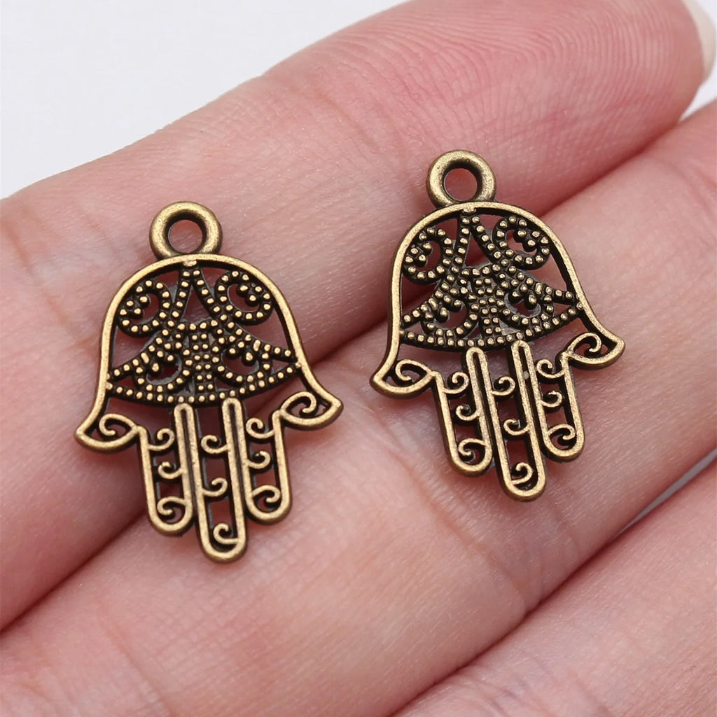 20x15mm 0.8g Multicolor Zinc Alloy Hamsa Hand Charm Pendant for DIY Bracelet Necklace Making