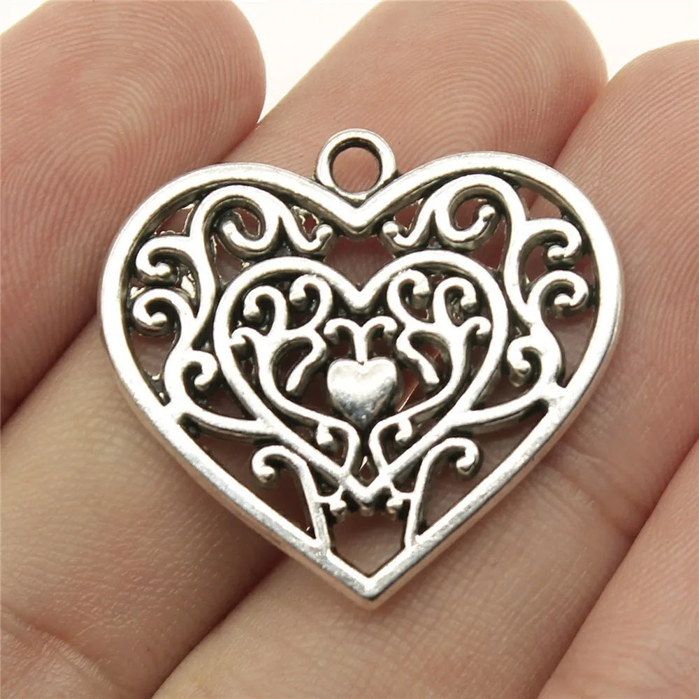 30x27mm 5.6g Zinc Alloy Filigree Hollow Heart Charm Pendant for DIY Necklace Bracelet Jewelry Making