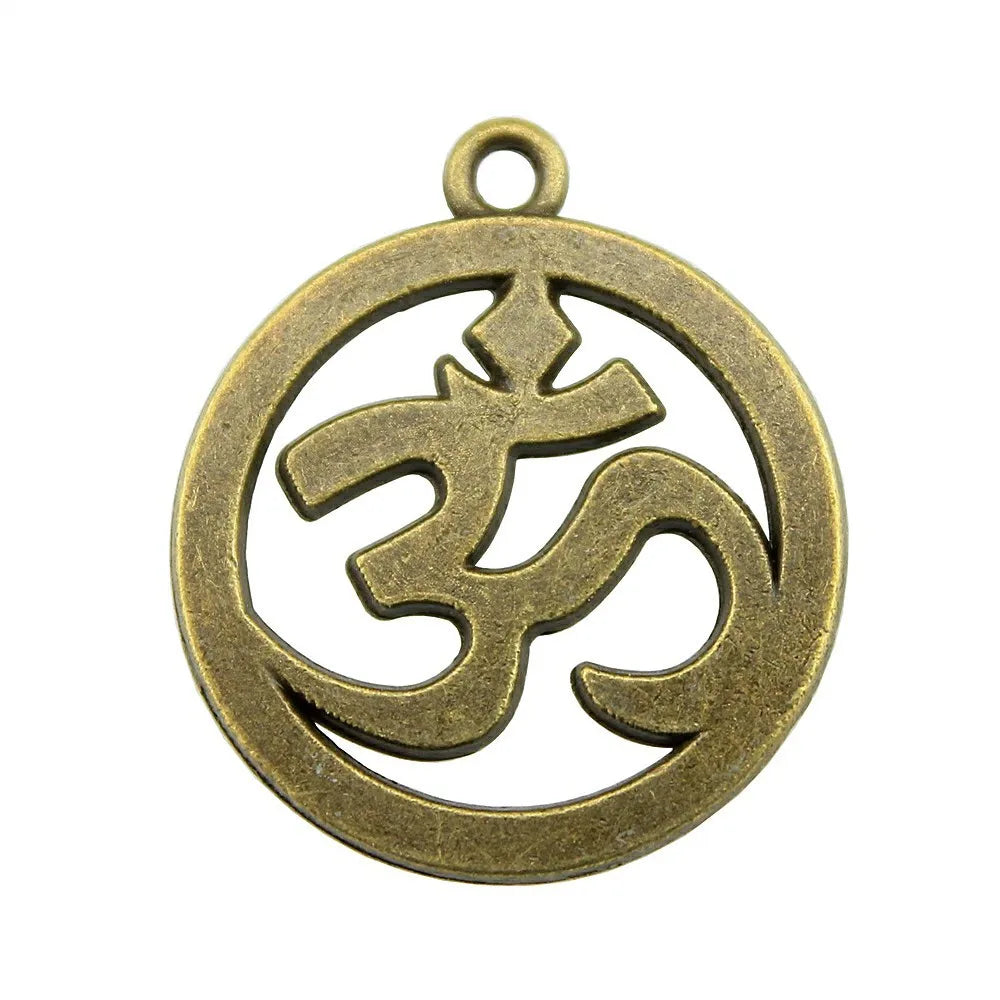 25mm 3.8g Multicolor Zinc Alloy OM Symbol Charm Pendant for DIY Yoga Necklace Jewelry Making