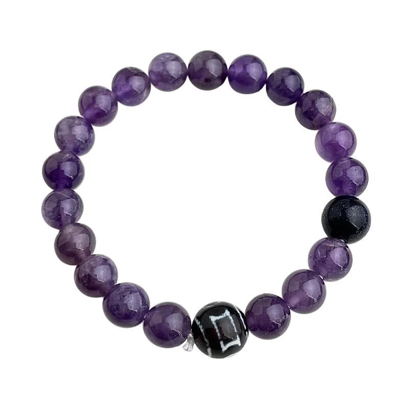 Lavender Amethyst Blue Sandstone Glass Bead Bracelet Geometric Chinese Style Crystal Jewelry
