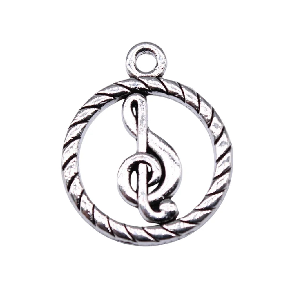 22x18mm 1.68g Antique Silver Zinc Alloy Music Note Charm Pendant for Necklace Bracelet DIY Jewelry Making