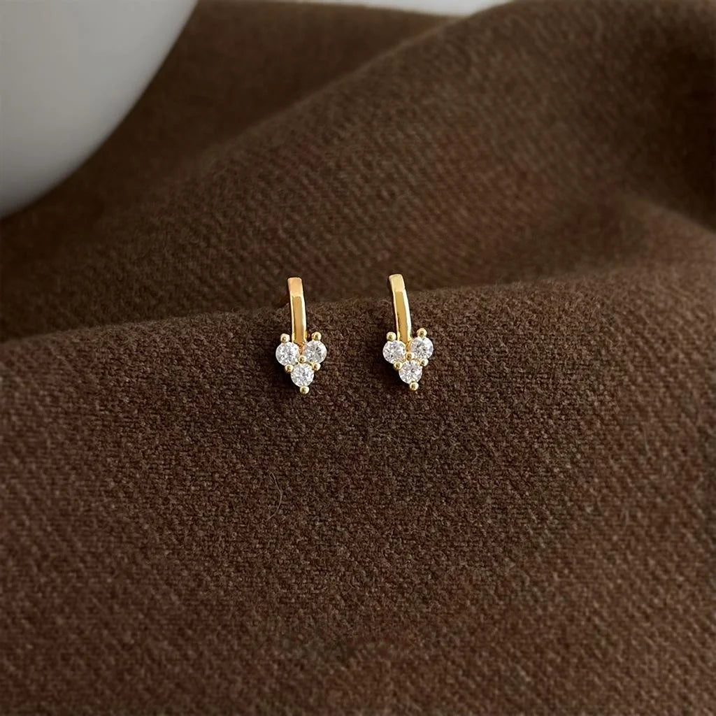 Light Luxury Mini Heart Zircon Micro Pave Copper Drop Earrings