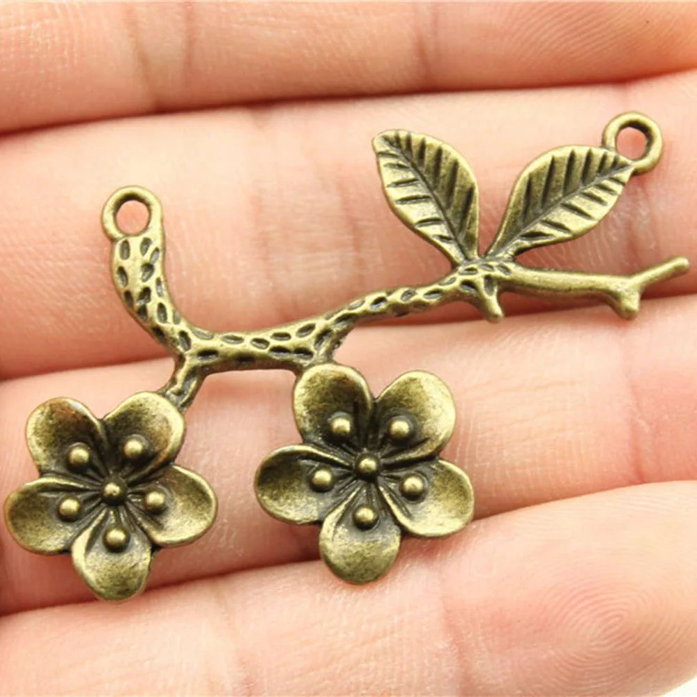 50x31mm 5.7g Multicolor Zinc Alloy Flower Branch Connector Charm for DIY Necklace Bracelet Making