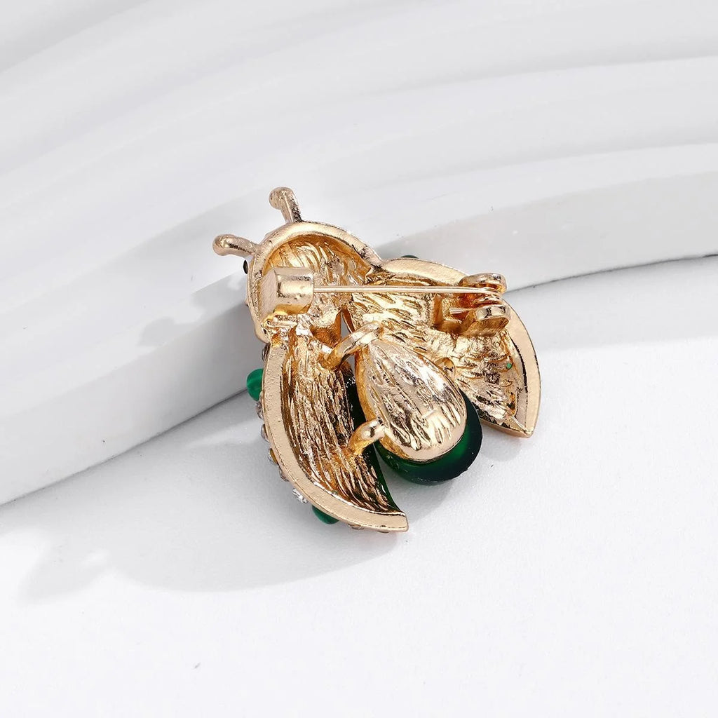 Luxury Ladybug Insect Brooch With Rhinestone Alloy Enamel Wings, Elegant Lapel Pin Corsage Gift