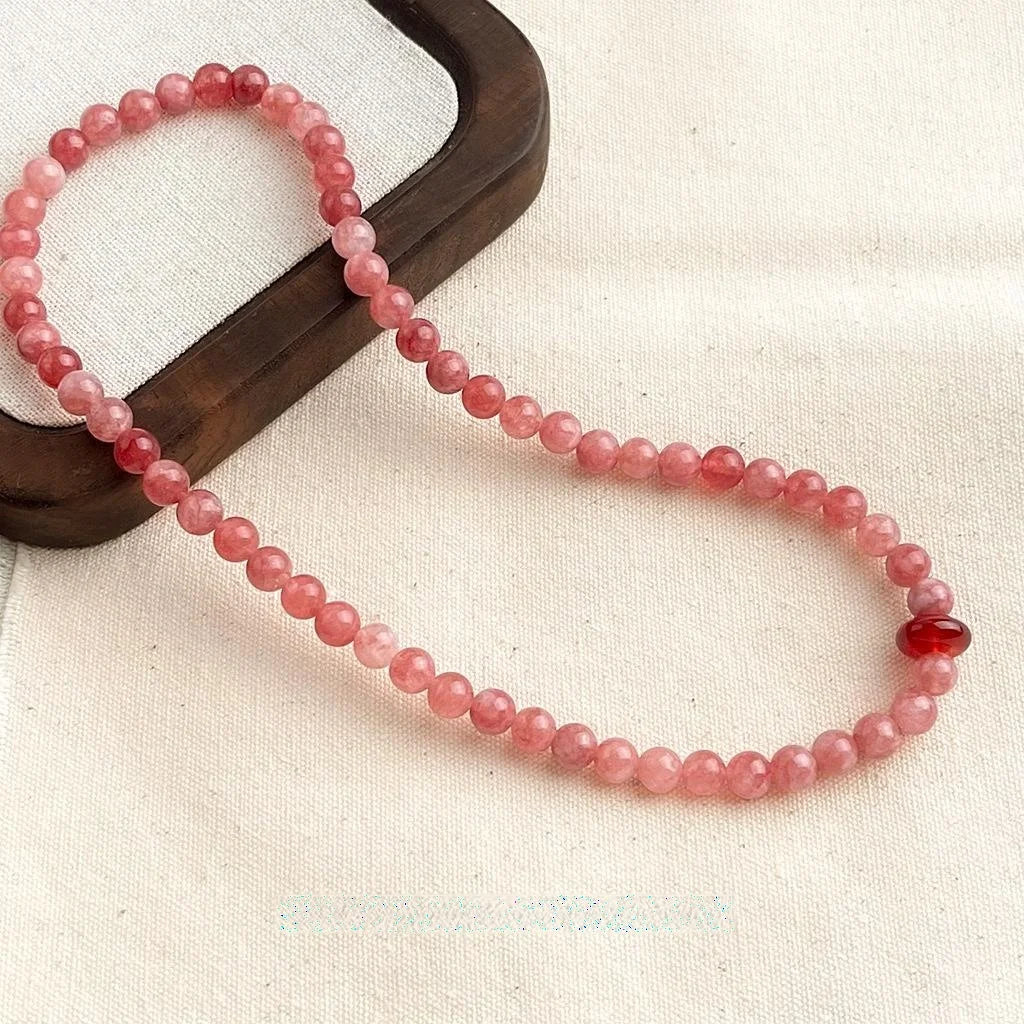 Handmade Sweet New Chinese Style Natural Agate Sunstone Layered Bracelet With Geometric Round Charm