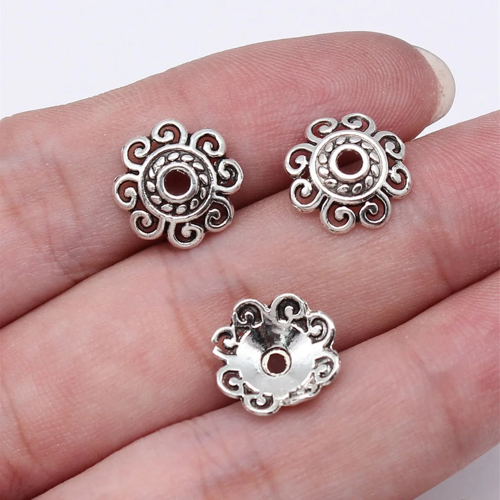12x12mm 0.42g Multicolor Zinc Alloy Flower Bead Caps Jewelry Findings for DIY Beaded Accessories