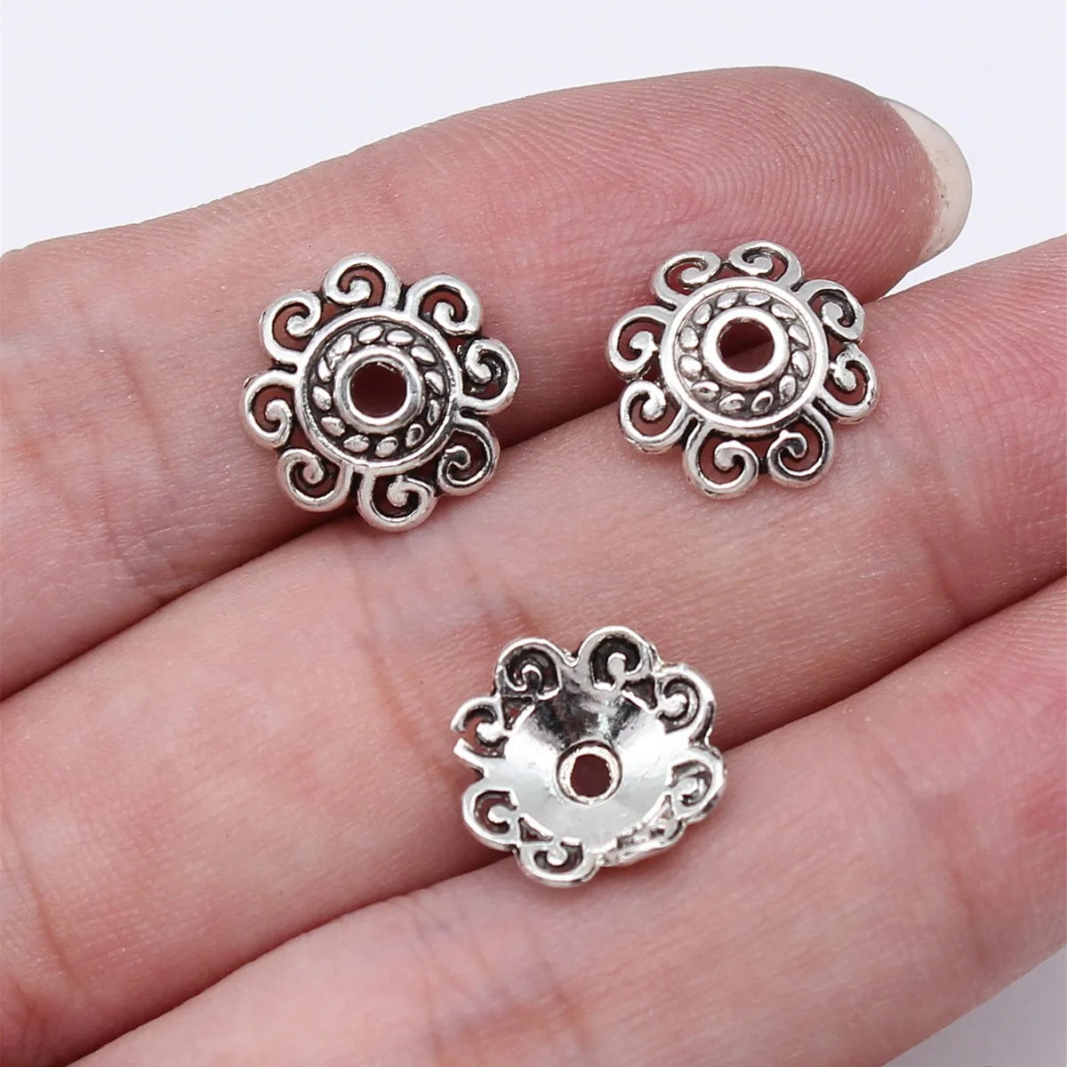 12x12mm 0.42g Multicolor Zinc Alloy Flower Bead Caps Jewelry Findings for DIY Beaded Accessories