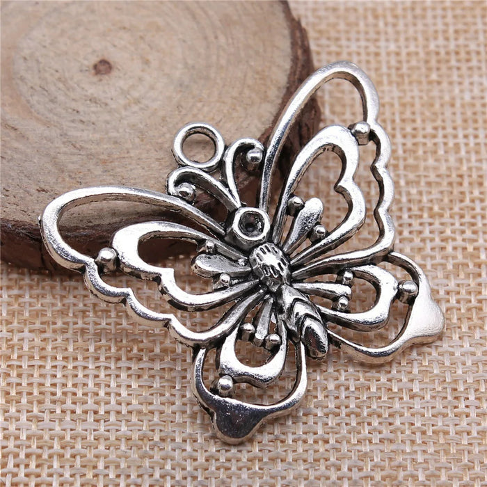 38x47mm 10g Antique Silver Zinc Alloy Butterfly Charm Pendant for DIY Necklace Bracelet Making