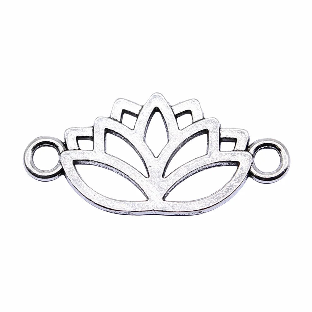 27x13mm 1g Antique Silver Zinc Alloy Lotus Connector Charm for DIY Bracelet Necklace Making