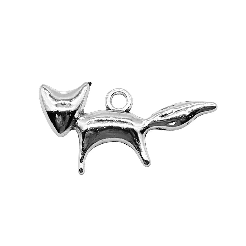 15x29mm 1g Antique Silver Zinc Alloy Fox Charm Pendant for DIY Necklace Bracelet Jewelry Making