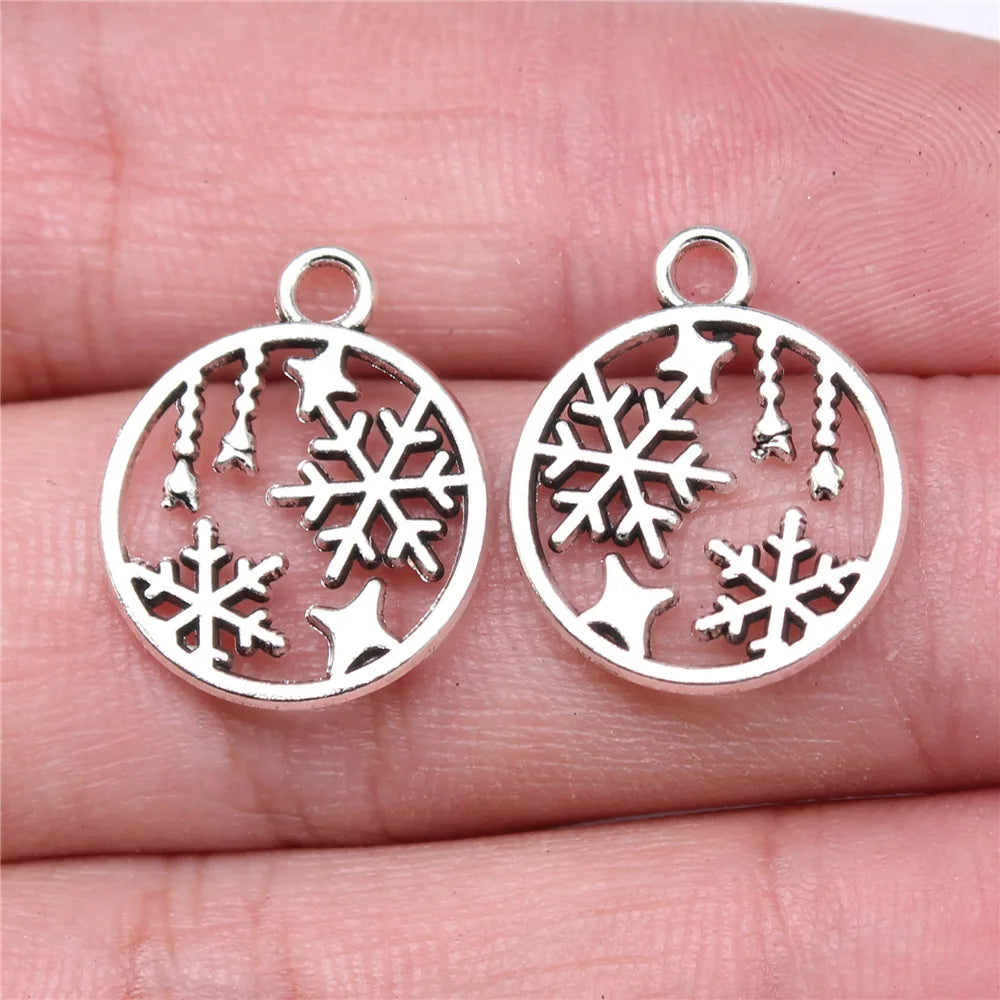 19x16mm 1g Antique Silver Zinc Alloy Snowflake Charm Pendant for DIY Christmas Jewelry Making