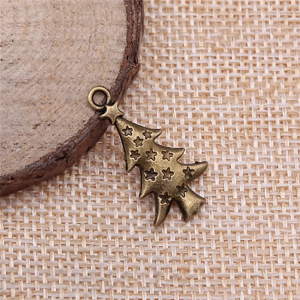 27x14mm 1.3g Zinc Alloy Christmas Tree Pine Tree Star Tree charm pendant for DIY jewelry making