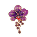 Elegant Blue Enamel Flower Brooch With Rhinestone Tassel, Alloy Floral Lapel Pin Corsage Gift