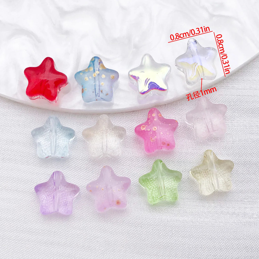 Gradient Glass Five Point Star Loose Spacer Beads for DIY Bracelet Pendant Jewelry