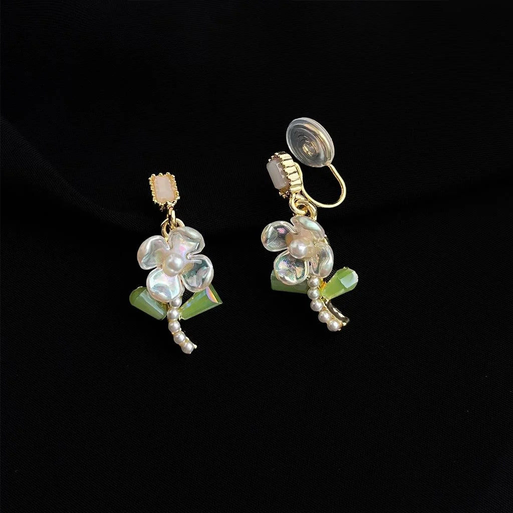 18K Gold Plated Copper Spiral Disc Clip On Drop Earrings For Women No Piercing Elegant Office Jewelry