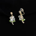 18K Gold Plated Copper Spiral Disc Clip On Drop Earrings For Women No Piercing Elegant Office Jewelry