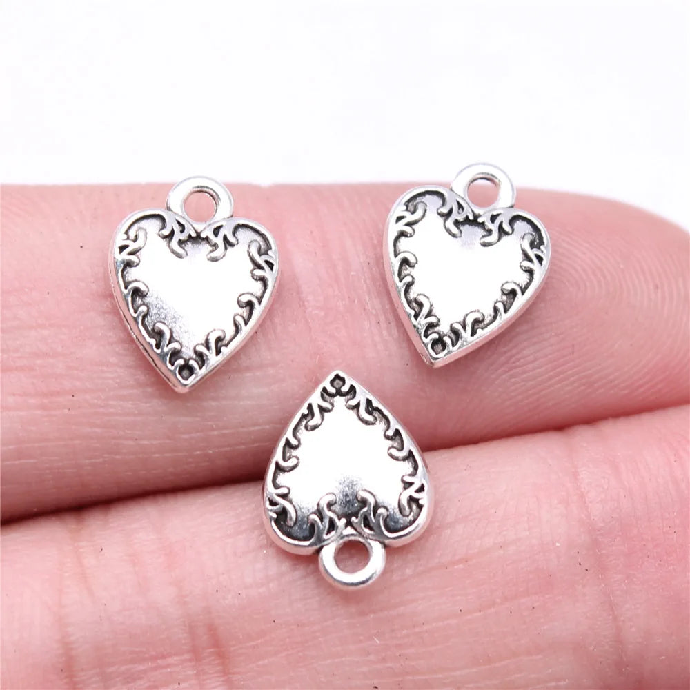 13x9mm 0.7g Antique Silver Zinc Alloy Heart Charm Pendant for DIY Necklace Bracelet Jewelry Making