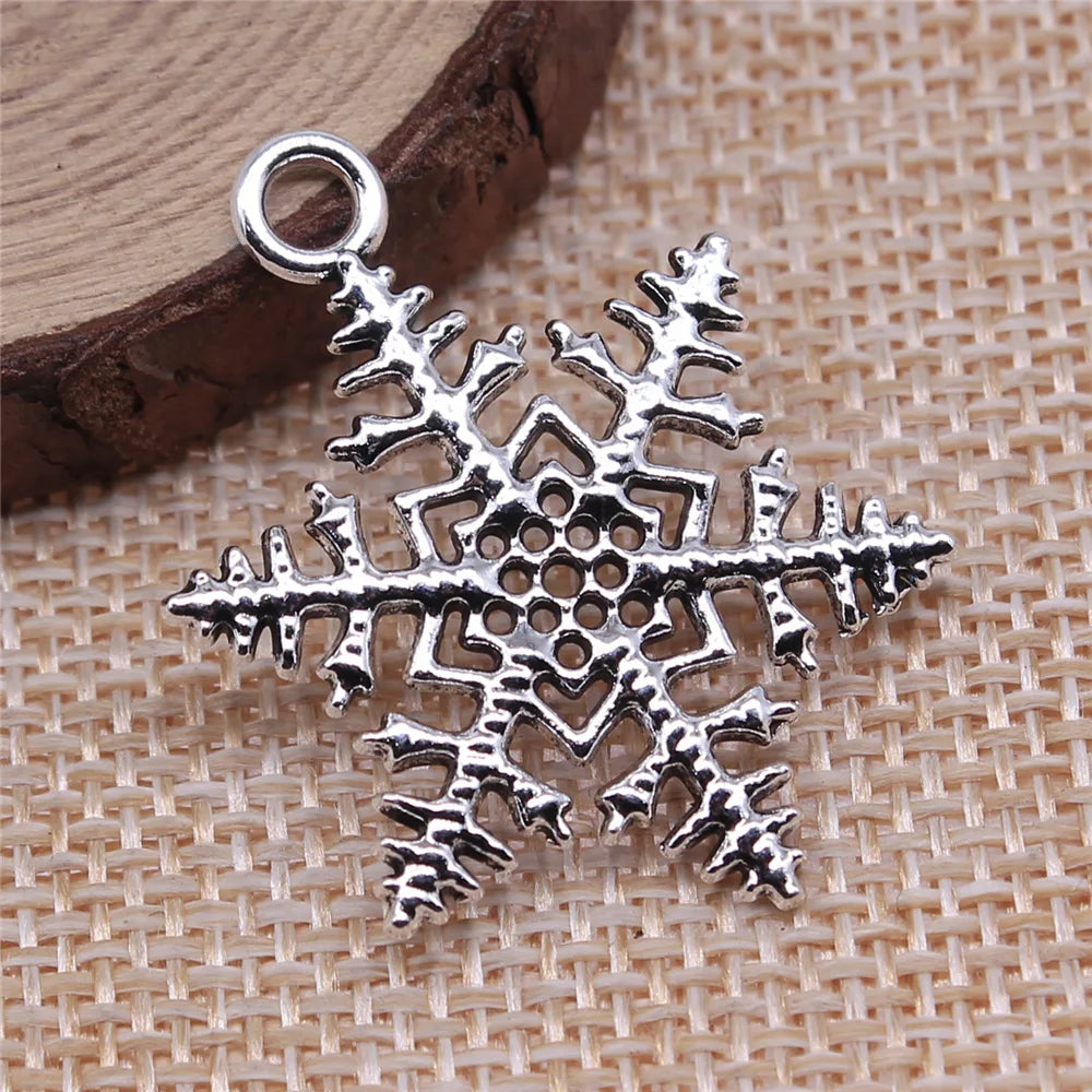 36x26mm 3.1g Multicolor Zinc Alloy Snowflake Charm Pendant for Christmas DIY Jewelry Making