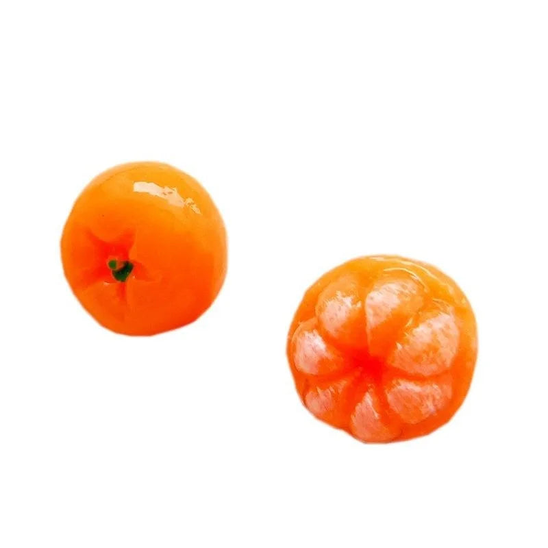 Hand Painted Polymer Clay Peeled Orange Stud Earrings, Korean Style Fruit Jewelry For Women