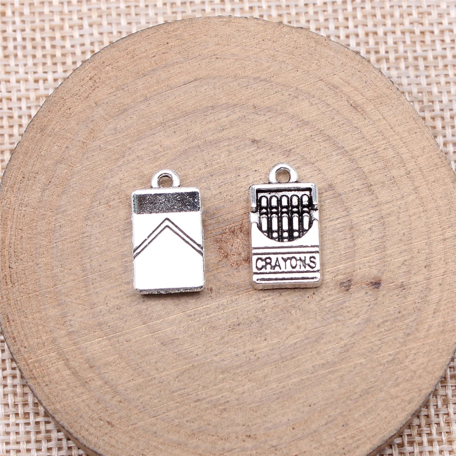 17x9mm 2g Antique Silver Zinc Alloy Crayon Charm Pendant for DIY School Theme Jewelry Making