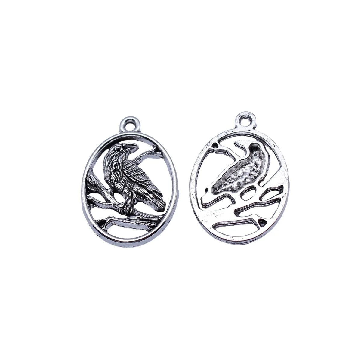 25x17mm 2g Antique Silver Zinc Alloy Crow Charm Pendant for Bracelet Necklace DIY Jewelry Making