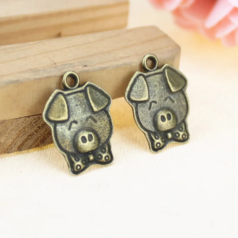 20x15MM Antique Silver Zinc Alloy Pig Charm Pendant for DIY Necklace Bracelet Jewelry Making