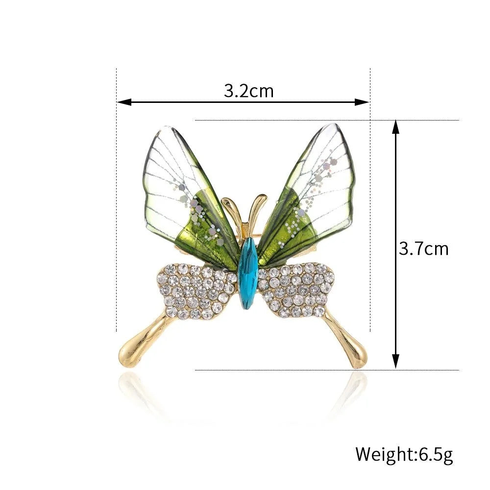 Elegant Butterfly Brooch With Transparent Acrylic Wings And Rhinestone Body, Luxury Lapel Pin Gift