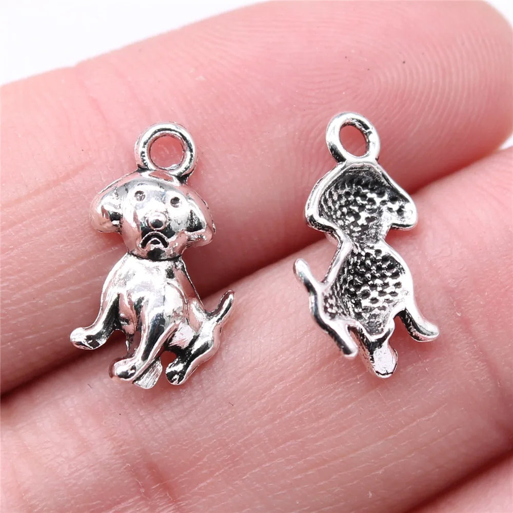 16x10mm 0.7g Antique Silver Zinc Alloy Dog Charm Pendant for DIY Necklace Bracelet Jewelry Making