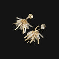 Luxury Handmade Spiral Crystal Tassel Alloy Bar Drop Stud & Clip On No Piercing Statement Earrings