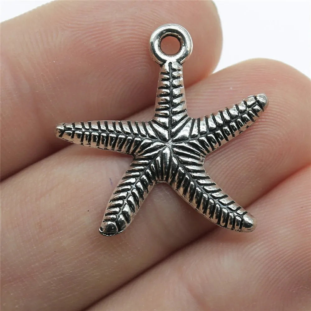 25x24mm 1.5g Multicolor Zinc Alloy Starfish Charm Pendant for DIY Necklace Bracelet Jewelry Making