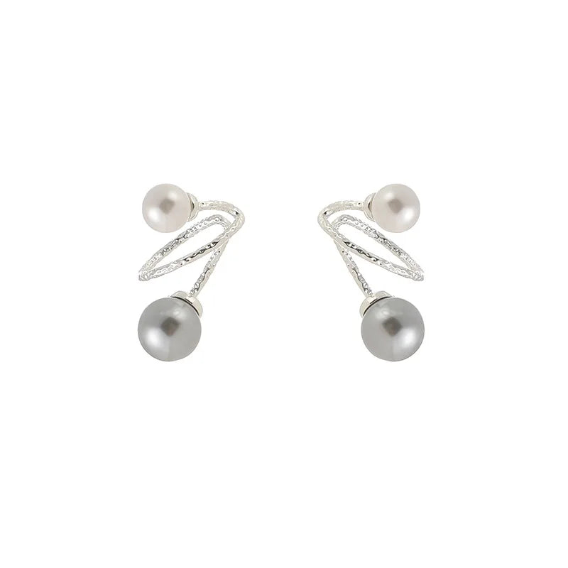 Elegant Curved Alloy Ear Cuff With Crystal And Pearl, Stud & Clip On No Piercing Ear Wrap Earrings