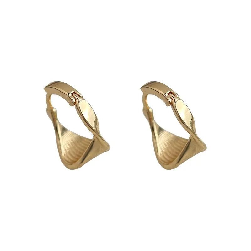 14K Gold Plated Copper Geometric Circle Drop Earrings Minimalist Line Elegant Fashion Jewelry