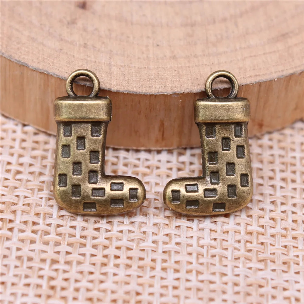 10x16mm 1.5g Multicolor Zinc Alloy Christmas Stocking Charm Pendant for DIY Bracelet Necklace
